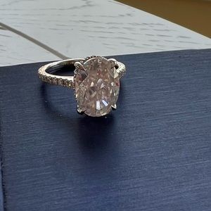 Oval Cut Moissanite + Platinum Ring